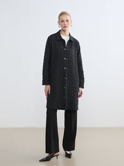 G?mlek Yaka Desenli Kad?n ?i?me Mont