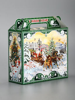 Цена за 10 шт. Подарочная коробка новогодняя «Чудо тройка» Чемоданчик малый, 17.3×6.5×15 см