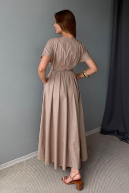 Haki Belden Baglama Detayl? Midi Poplin Dokuma Elbise TWOSS25EL00925 - Trendyolmilla фото 7