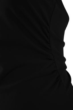 Teen Siyah Fitted/Vucuda Oturan Boyundan Baglamal? Buzgulu Paper Touch Orme Bluz TWOSS26BZ00274