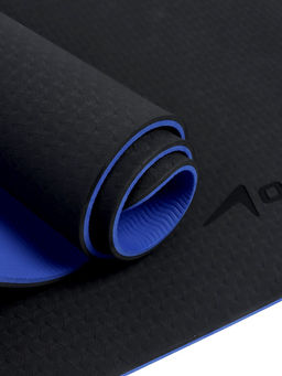 Коврик для фитнеса и йоги ONLYTOP, 183×61×0.8 см, черный/ультрамариновый