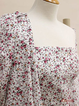 Импорт. хлопок "Мелкие розовые букеты на белом", ш.1.45м, хлопок-100%, 100гр/м.кв