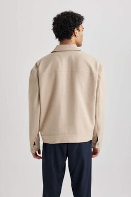 Пальто Relax Fit с воротником-поло на хлопковой подкладке - Defacto фото 10