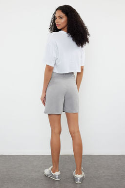 Gri %100 Tencel Pileli Denim Sort TWOSS24SR00077