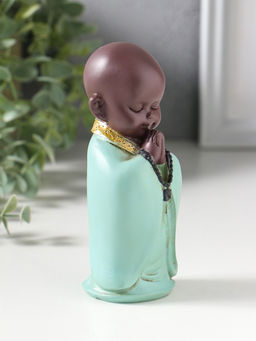Фигурка полистоун «Маленький Будда в бирюзовом одеянии - приветствие», 5×5×12.5 см