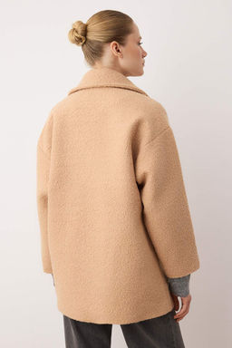 Vizon Buklet Kruvaze Oversize Midi Kaban TWOAW26KB00070 - Trendyolmilla фото 9