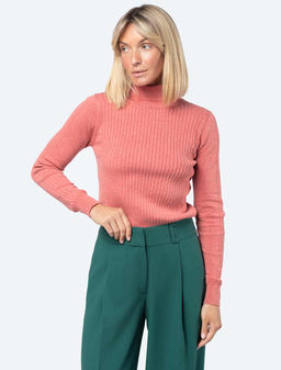 VILATTE / Свитер их хлопка с нейлоном с декоративными элементами вязки