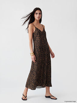 Leopar Desenli ?p Ask?l? A Kesim Elbise