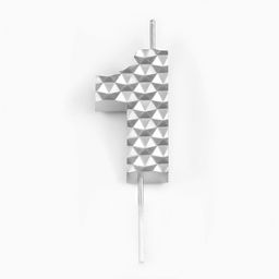 Свеча в торт на шпажке Соты, цифра 1, 7 см, серебро - Simaland фото 3