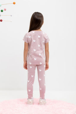 КР 4074/розово-сиреневый,сердечки брюки (лосины) для дев