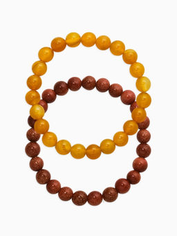 Набор браслетов 2шт шар №8 «Цитрин и Авантюрин коричневый»