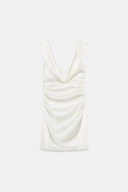 VESTIDO MINI SATINADO FRUNCES / Blanco roto - Zara фото 8