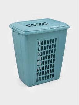 Корзина для белья с крышкой «Молетта», 60 л, 47.9×36.9×55 см, прямоугольная, бирюзовая