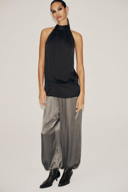 SATIN HALTER TOP