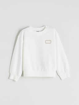 Bisiklet Yaka Bask?l? K?z ?ocuk Sweatshirt 2li