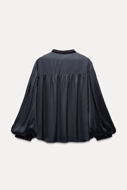 CONTRAST VELVET BLOUSE - Zara фото 6
