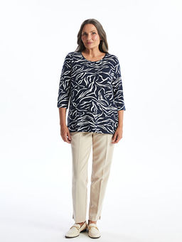 Bisiklet Yaka Desenli Kad?n Bluz