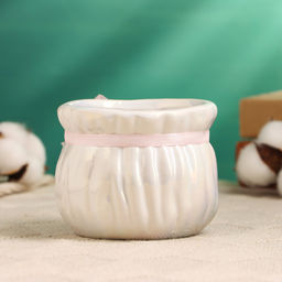 Кашпо "Мешочек Мартин" круглый, 9х9х7см, белый