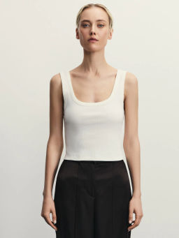 Укороченный топ в рубчик / Zarina  фото 3