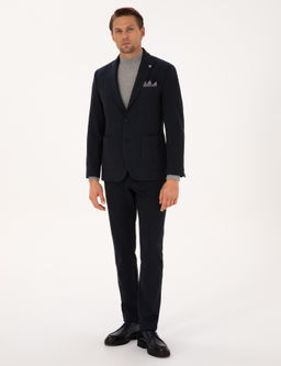 Lacivert Slim Fit Flanel Dokulu Kuma_ Pantolon - Pierre cardin фото 9