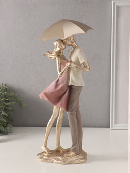 Фигурка Влюблённые под зонтом, полистоун, бело-розовый, 15?11?35.5?41.5 см