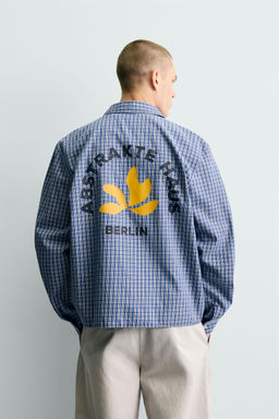 CAMISA CROPPED FIT CUADROS ESTAMPADO BORDADO / Azul - Zara фото 3