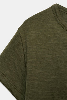 CAMISETA ALGOD?N MANGA CORTA / Khaki - Zara фото 8