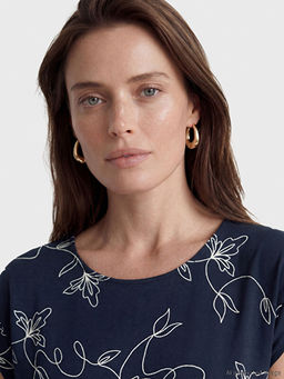 Bisiklet Yaka Desenli A Kesim Elbise