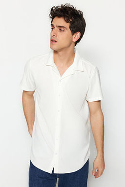 Beyaz Regular Fit Apa_ Yaka Yazl_k G_mlek TMNSS23GO00105