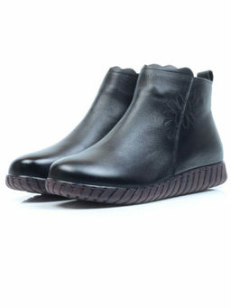 01-5507 BLACK Ботинки демисезонные (натуральная кожа, байка)