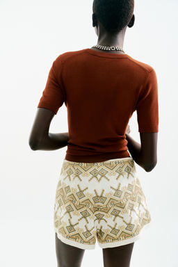 EMBROIDERED MIRROR BERMUDA SHORTS - Zara фото 12