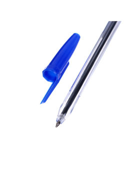 Цена за 100 шт. Ручка шариковая Calligrata, синий стержень, узел 0.7 мм, прозрачный корпус с синим колпачком