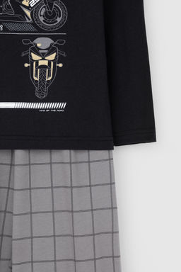 Crockid _ К 1600/черный,двойная клетка пижама дет  фото 3