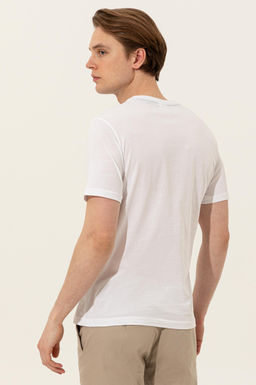 Erkek Beyaz Bisiklet Yaka Ti__rt