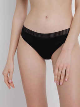 CONTE Poetic LB 1528 Трусы бикини из хлопка с ажурной тесьмой coffee-black - Conte elegant фото 3