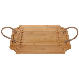 Доска бамбуковая для подачи и сервировки "SHEF" узор с ручками 38*29см