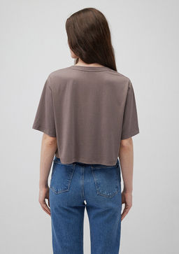 Lux Touch TENCEL TM Kahverengi Basic Crop Tisort - Mavi фото 4