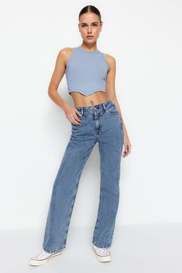 Siyah Yuksek Bel Wide Leg Jeans TWOSS21JE0385 - Trendyolmilla фото 7