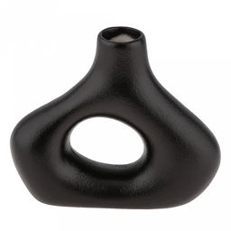 Ваза керамическая "Каир" 320мл, 16,5х5см h14см, д/горла - 3см, фактурный глянец, цвет - черный, в коробке (Китай)