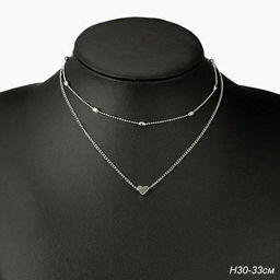 Колье многослойное 30-33 см / P-188S /уп 60/серебро