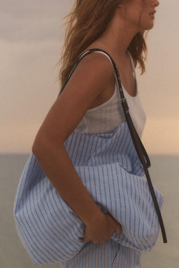 STRIPED FABRIC TOTE BAG