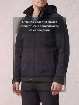 Мужской костюм из софтшелла с флисом и мембраной утепленный черного цвета 09617Ch