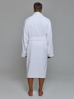 Махровый халат с рукавом покроя реглан унисекс однонитка белый МЗ-26 (1)