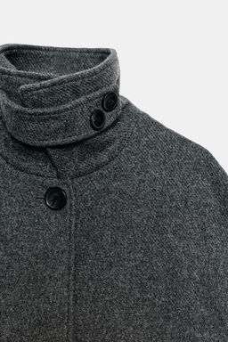 CROPPED WOOL COAT WITH HIGH NECK - Zara фото 9
