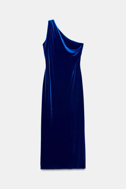 ASYMMETRIC VELVET MIDI DRESS - Zara фото 8