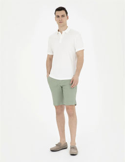Ye_il Slim Fit Keten Beli Lastikli Dokuma _ort