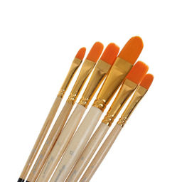 Набор кистей для рисования, синтетика, 6 штук: №2.4.6.8.10.12 плоские, закругленные, деревянная ручка, международный размер