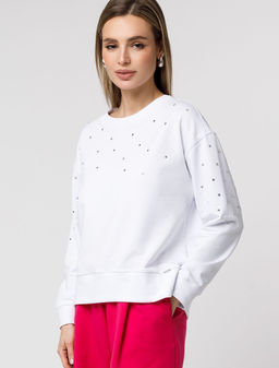 D49.072 Джемпер женский белый_стразы