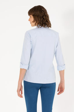 U. S. Polo Assn Женская голубая базовая рубашка с длинным рукавом - U.s. polo assn фото 5