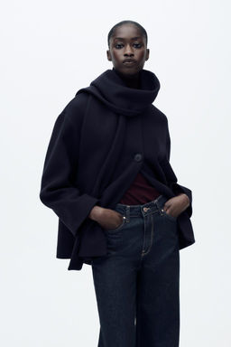 WOOL COAT WITH SCARF - Zara фото 11